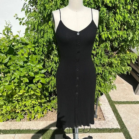 Reformation | Dresses | Reformation Black Spaghetti Strap Knit Dress |  Poshmark